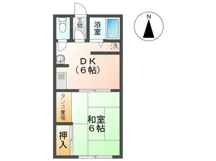 スカイハイツ(1DK/1階)の間取り写真