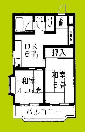 シャンボール淀川(2DK/3階)の間取り写真