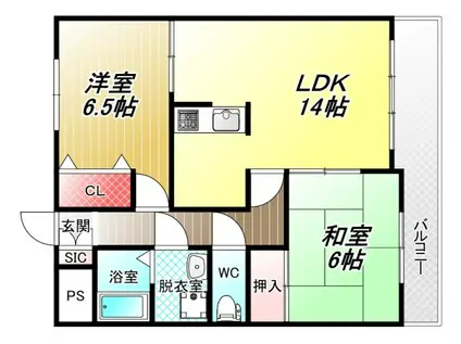 ニューエスポワール(2LDK/1階)の間取り写真