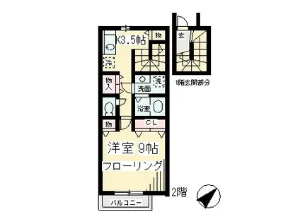 DC ラフィネ(1K/2階)の間取り写真