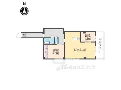 聖護院アパルトメント(2LDK/4階)の間取り写真