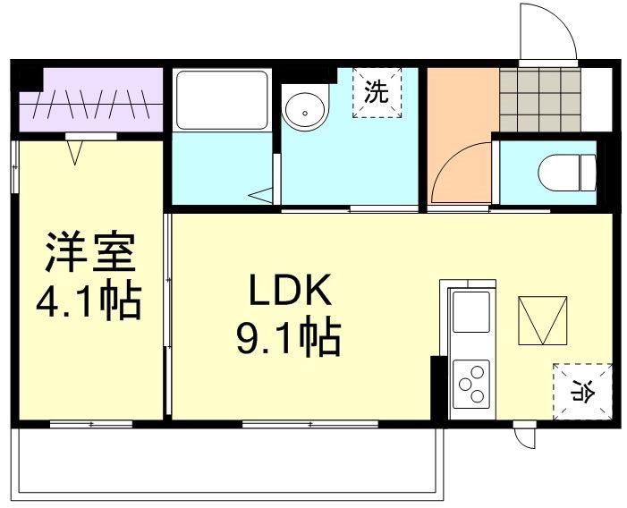 フォルティス四十瀬(1LDK/1階)の間取り写真