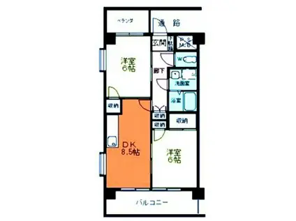 ニューメゾン舟入(2DK/3階)の間取り写真