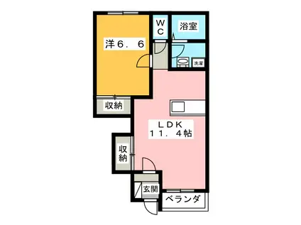 メゾンソレイユ(1LDK/1階)の間取り写真