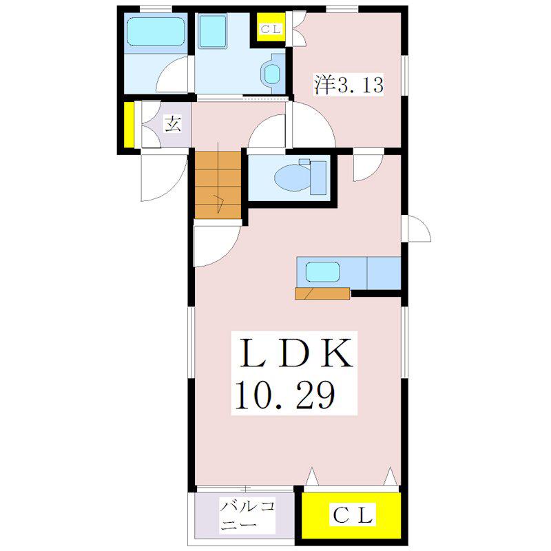 MONO CUBE(1LDK/1階)の間取り写真