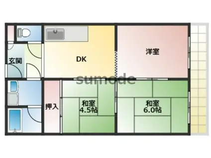 ハイツ山田(3DK/2階)の間取り写真