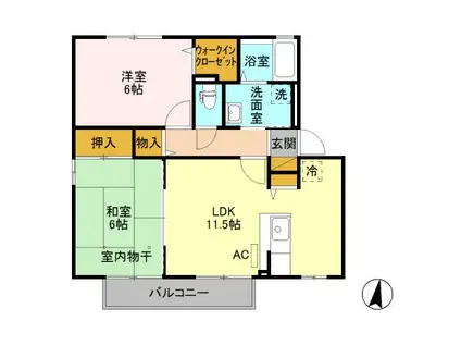 ヴェルソールA(2LDK/1階)の間取り写真