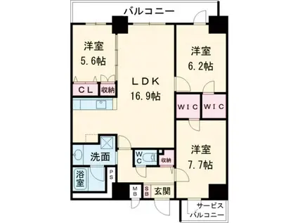 TUNAMAYO RESIDENCE(3LDK/8階)の間取り写真