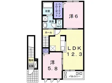 つきの詩II(2LDK/2階)の間取り写真