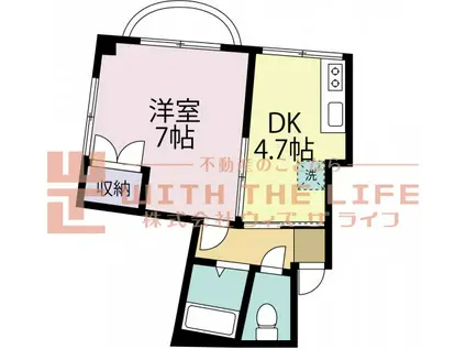 ファミール千本杉(1DK/4階)の間取り写真