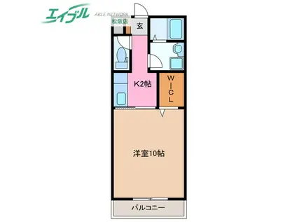 シャルマン・ドミールB(1K/1階)の間取り写真