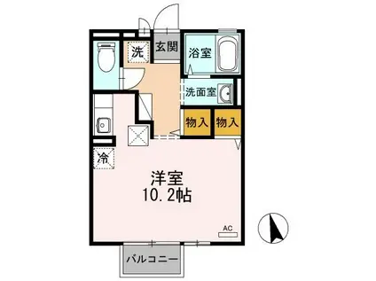 ハウスクレール(ワンルーム/1階)の間取り写真