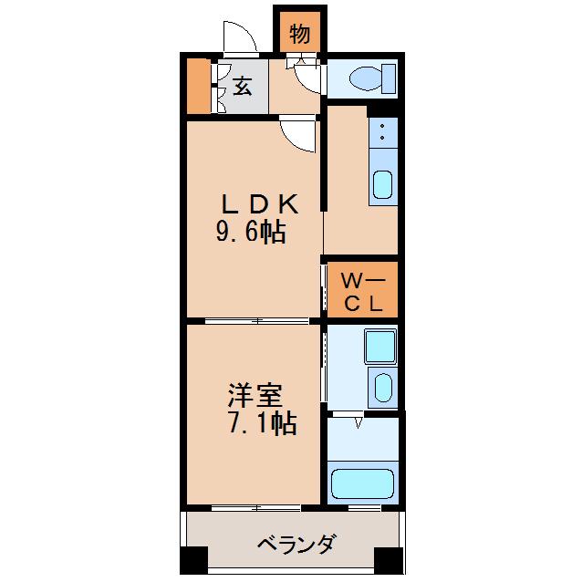 LASANTE東桜(1LDK/13階)の間取り写真