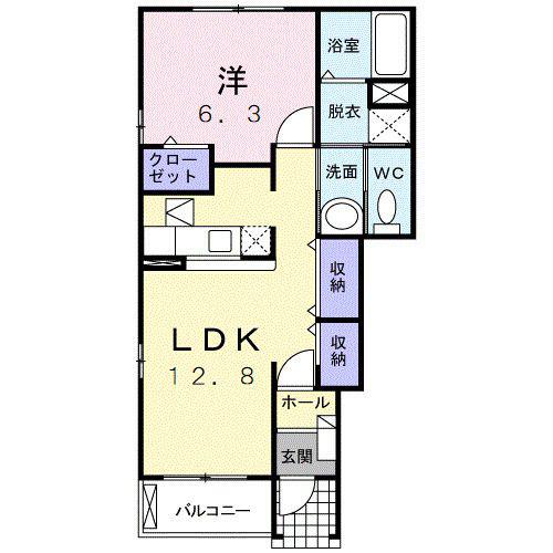 アージュB(1LDK/1階)の間取り写真