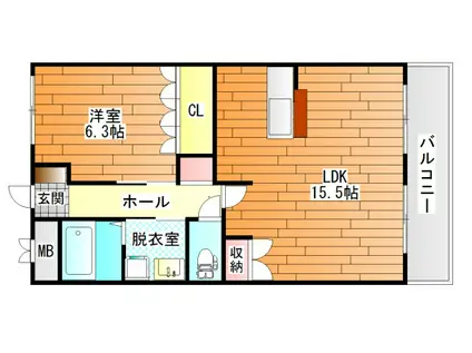 メゾンサクセス1(1LDK/2階)の間取り写真