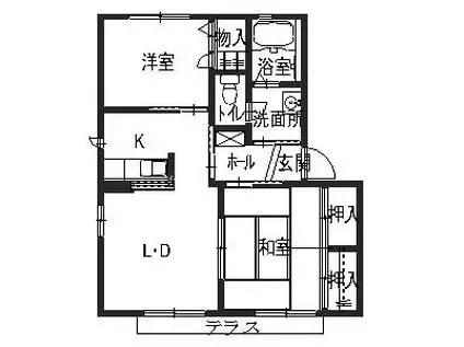 ウッディY(2LDK/2階)の間取り写真