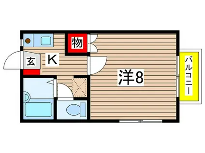 ベラカーサ泉A(1K/1階)の間取り写真