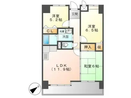 ベーセ・ベージェ西今宿(3LDK/9階)の間取り写真