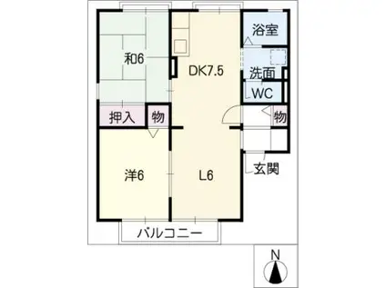 セジュールウエストタウン(2LDK/2階)の間取り写真
