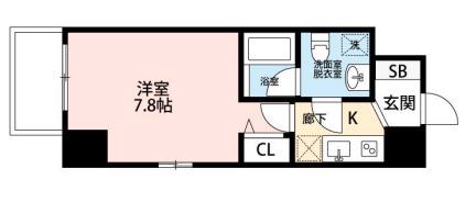 シャルマンパレ神戸花隈(1K/1階)の間取り写真