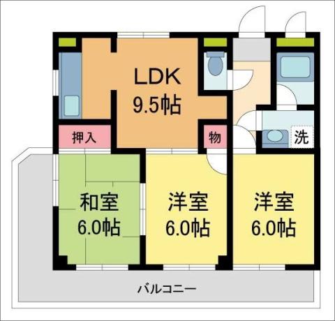 コートスミュー(3DK/3階)の間取り写真