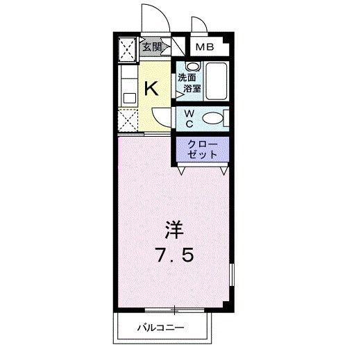 ヴェルジュ・マ・メゾン(1K/1階)の間取り写真