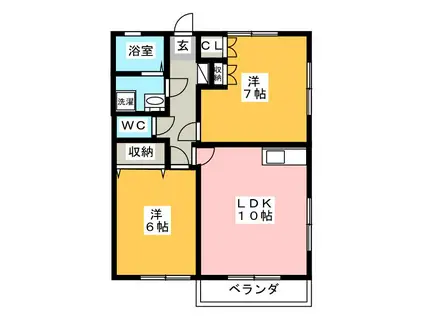 ソレイユ(2LDK/1階)の間取り写真