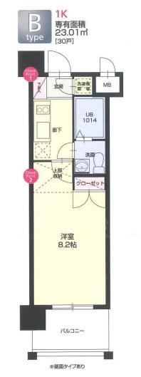 NO66 GUARNTEE21 HAKATA(1K/8階)の間取り写真