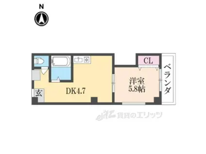 森田マンション(1DK/4階)の間取り写真