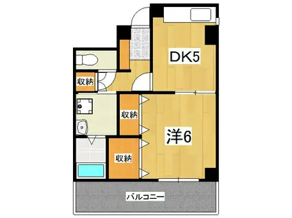 ランブラス二条御幸町(1DK/5階)の間取り写真