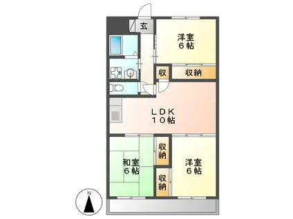 グランド三栄(3LDK/4階)の間取り写真