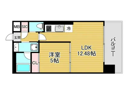プレジオ弁天町(1LDK/7階)の間取り写真