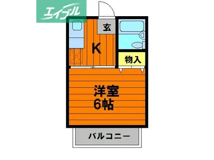 ル・クール東古松II(1K/1階)の間取り写真