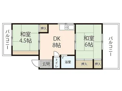 竹本ビル(2DK/3階)の間取り写真