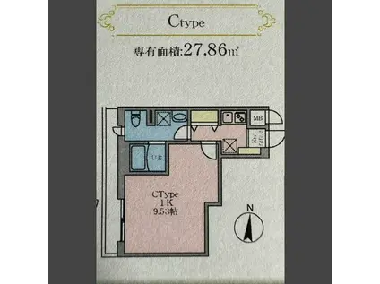 S7 HILLS(1K/4階)の間取り写真