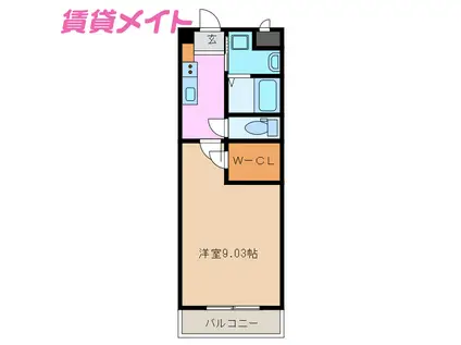 S-FORT鈴鹿(1K/1階)の間取り写真