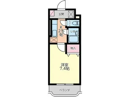 グランシェーヴル(1K/3階)の間取り写真