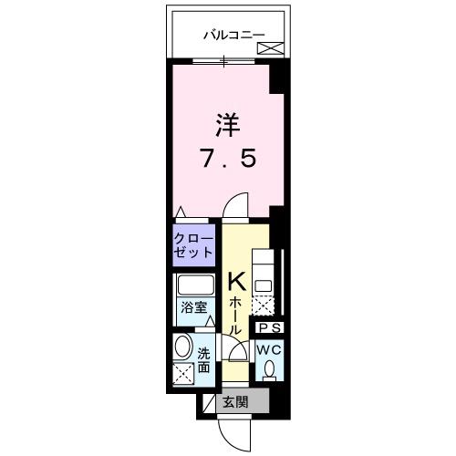アシストみなと元町(1K/12階)の間取り写真