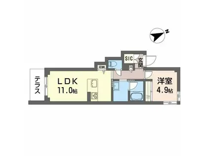 メープル(1LDK/1階)の間取り写真