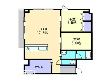 ベンハウス西川緑道公園(2LDK/3階)の間取り写真