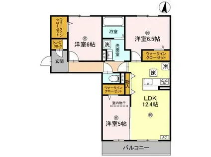 近鉄奈良線 新大宮駅 徒歩18分 3階建 築1年(3LDK/1階)の間取り写真