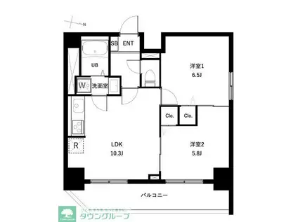 アーバンパーク扇大橋(2LDK/11階)の間取り写真