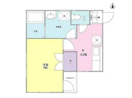 フェリース桜新町(1K/1階)の間取り写真
