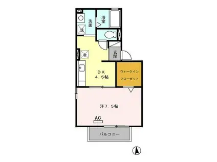 ミュータウンA(1DK/1階)の間取り写真