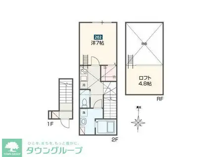 DEL CIELO小平(1K/2階)の間取り写真