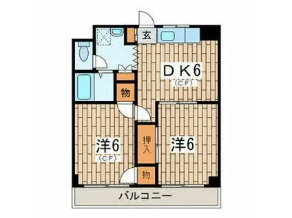 ジェイラム本牧(2DK/3階)の間取り写真