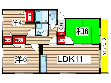 カルムFM(3LDK/2階)の間取り写真