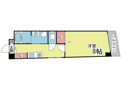 レジデンス篠原(1K/3階)の間取り写真