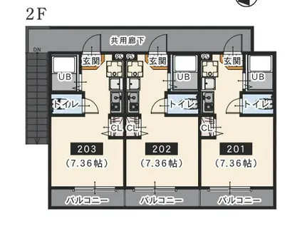 GAP御園4丁目(ワンルーム/2階)の間取り写真