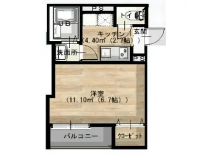 LA CREALKI(1K/1階)の間取り写真